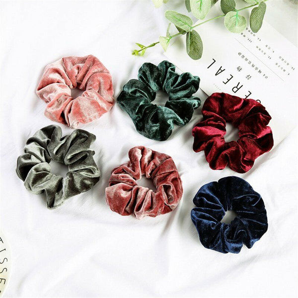 UP 24X Hair Scrunchies Flannel Velvet Hair Ties Hair Band Women Ponytail Holder