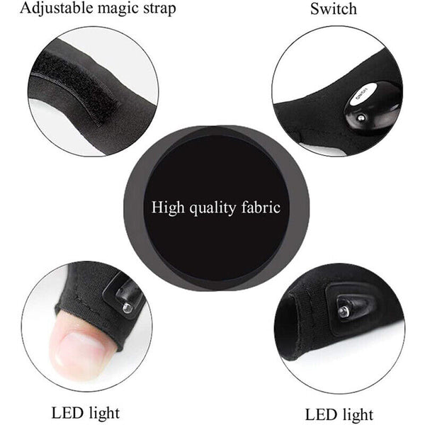 2x Rescue Night LED Light Fishing Finger Glove Outdoor Gear Beam Flashing Gloves
