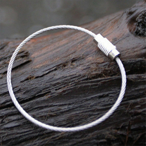 50X Wire Keychain Cable Key Ring Chain Stainless Steel Rope Outdoor Hiking Lock