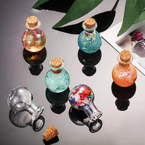 10Pcs Mini Empty Glass Clear Bottle Drifting Vials Cork Charm Wish Bottles New