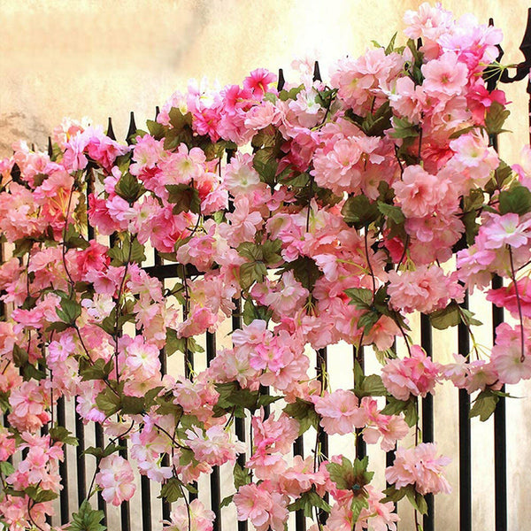 2.1M Artificial Silk Sakura Flowers Fake Vine Ivy Hanging Garland Floral Wedding