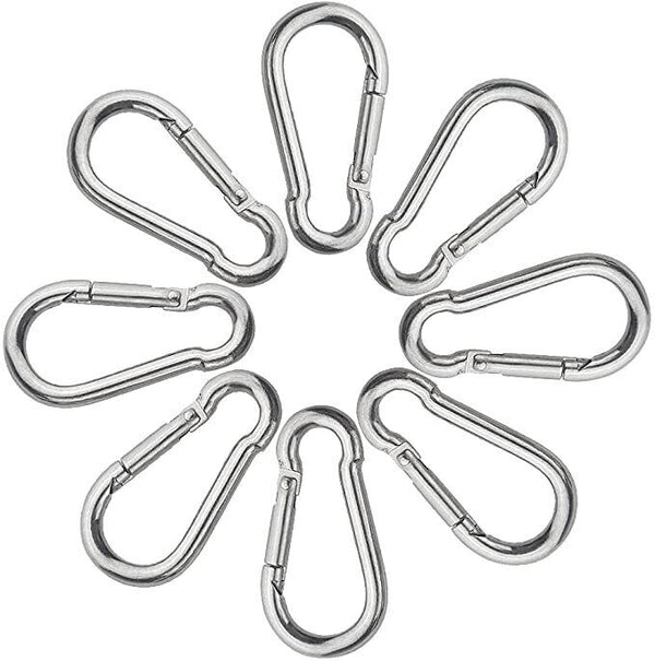 10Pcs Stainless Steel Snap Hook Carabiner Ring Screw Keychain Clip for Camping