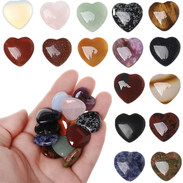 Heart Shape Crystal Gemstones Pendant Natural Quartz Chakra Healing Stone
