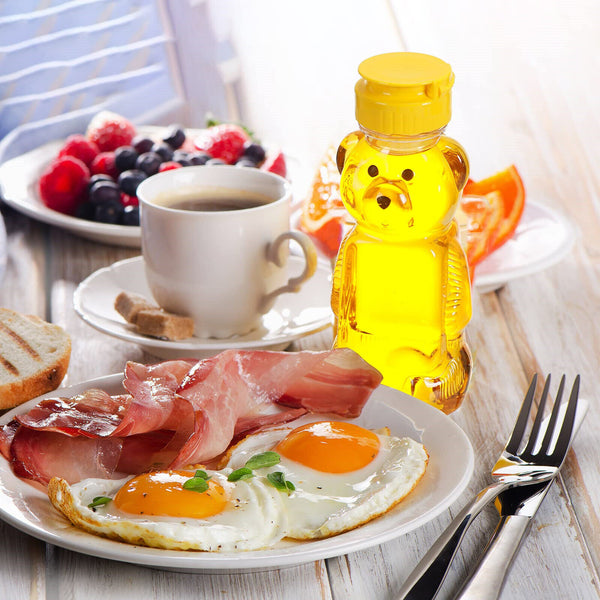 10X Plastic Empty Honey Bear Bottle Squeeze Bear Cup Flip Top Lid Jar Storing