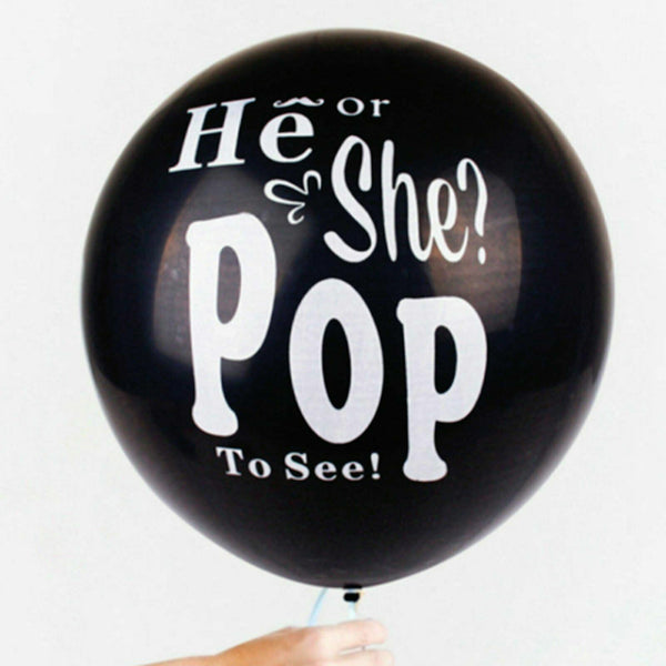 Gender Reveal Jumbo Baby Shower Balloons Powder Pink Blue He or She Pop To See