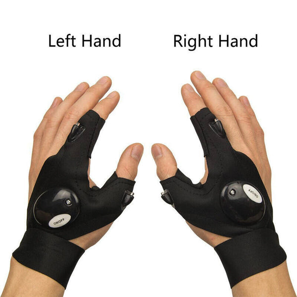 2x Rescue Night LED Light Fishing Finger Glove Outdoor Gear Beam Flashing Gloves