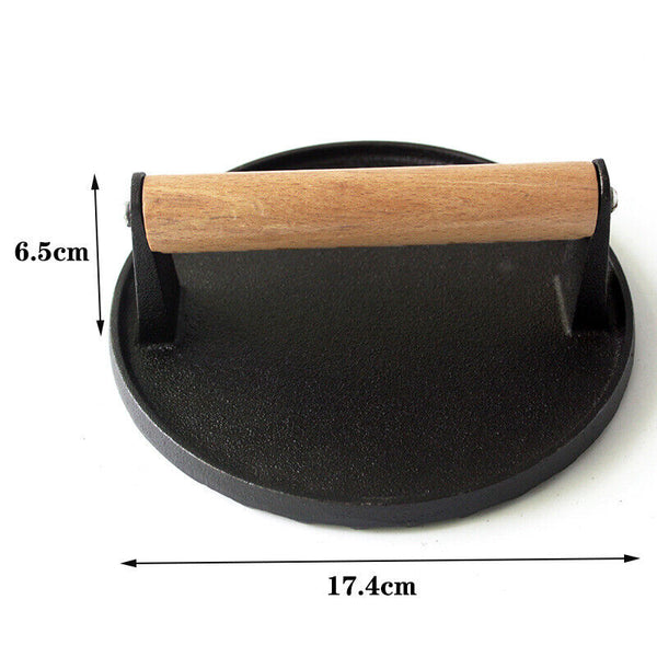 Cast Iron Burger Press Making Hamburger Steak Meat Smasher Utensils Grill BBQ AU