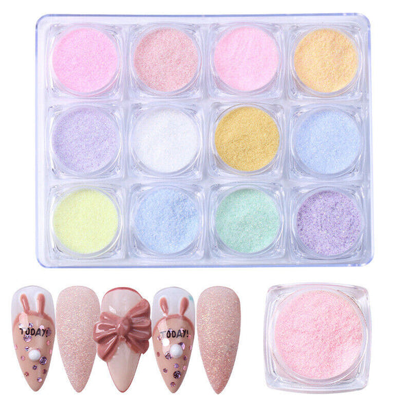 24PCS 12 Colors Nail Art Candy Glitter Powder Set Sugar Matte Effect Dipping DIY