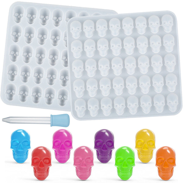 40 Cavity Skull Gummy Jelly Candy Silicone Mould Cake IceTray Halloween Molds AU