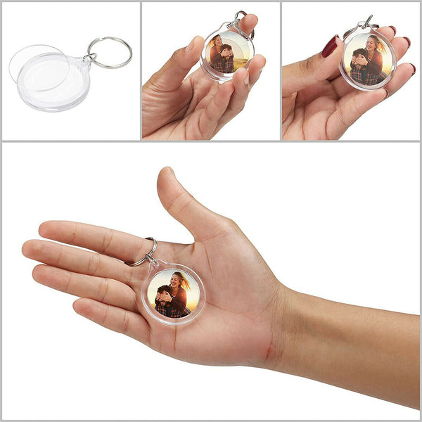 10PCS Keyring Clear Acrylic Photo Key Chain Picture Frame Blanks DIY Rings Gift