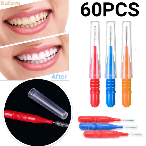 60pcs Interdental Brush Floss Sticks Tooth Floss Head Toothpick Cleaning New AU