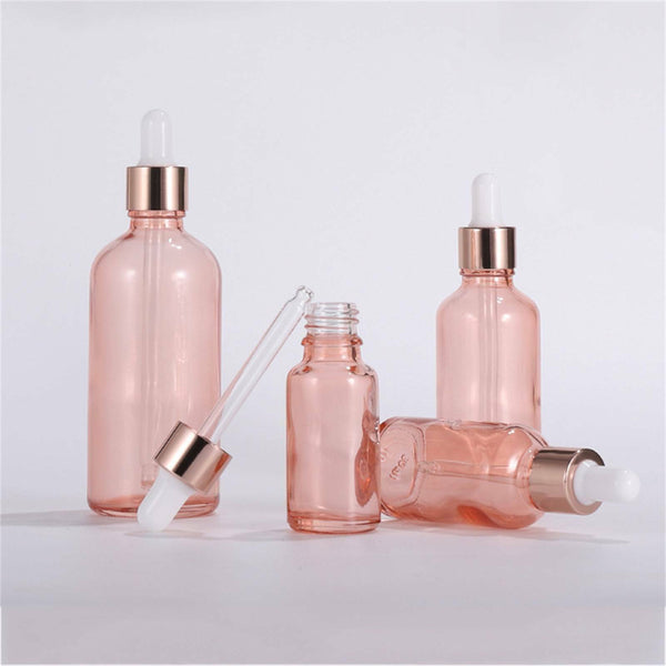 10pcs Glass Dropper Bottles Eye Pipette Roller Sprayer Essential Oils pink AUSTO