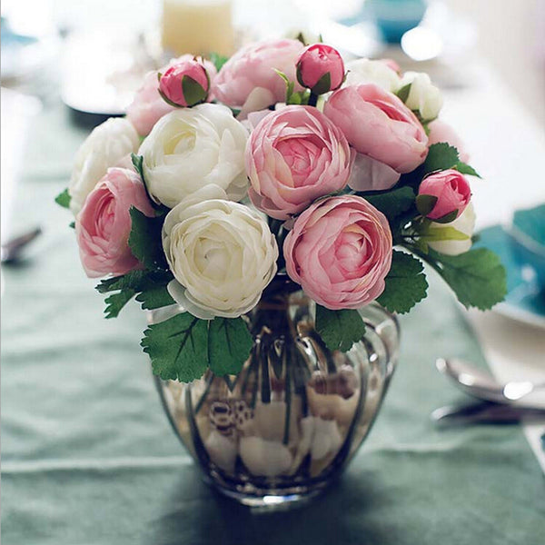 10 Heads Artificial Flowers Silk Peony Bouquet Rose Wedding Home Party Decor AU