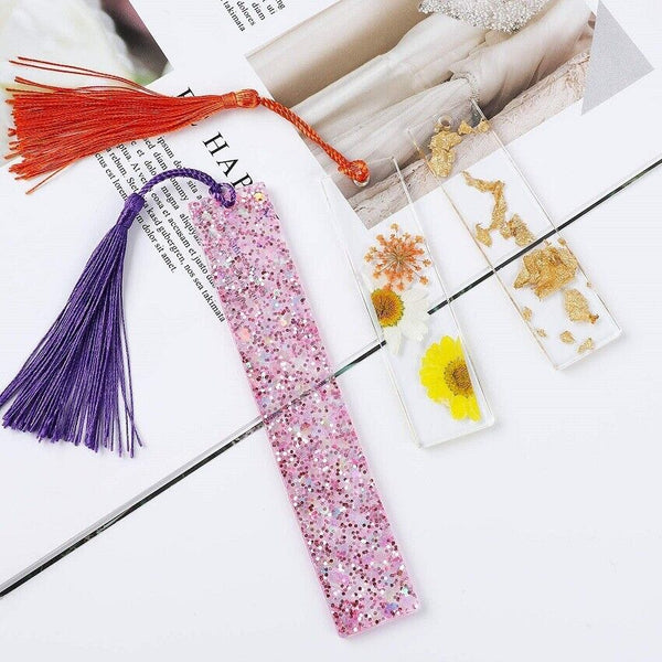 6pcs Rectangle Silicone Bookmark Mold DIY Epoxy Resin Craft Mould Making Tools