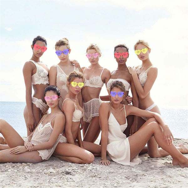 Love Heart Shape Sunglasses Clear Lens Rimless Festival Glasses Dress Party AU