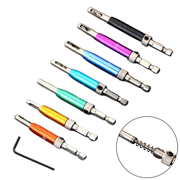 7Pcs Hex Shank Self Centering Hinge Drill Bit Door Hinge Locating Hole Drill Bit