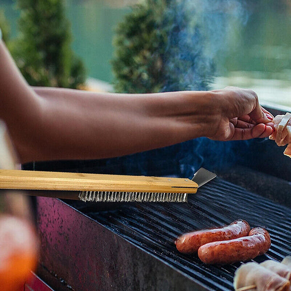 Pizza Oven Brush Steel Wire Pizza Stone Cleaning Brush With Scraper Oven Clean