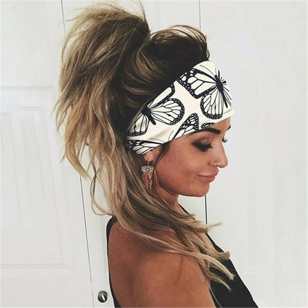 Women Ladies Sports Yoga Gym Stretch Wide Headband Hair Band Running Head Wrap