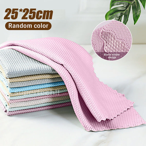 5/10X Fish Scale+Microfiber+Glass Cleaning Cloth Set Polish Towel Wipes Bulk AU