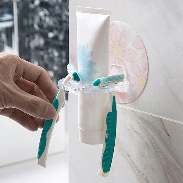 3X Toothbrush Holder Shaver Storage Rack Strong Suction Bathroom Organizer Wall