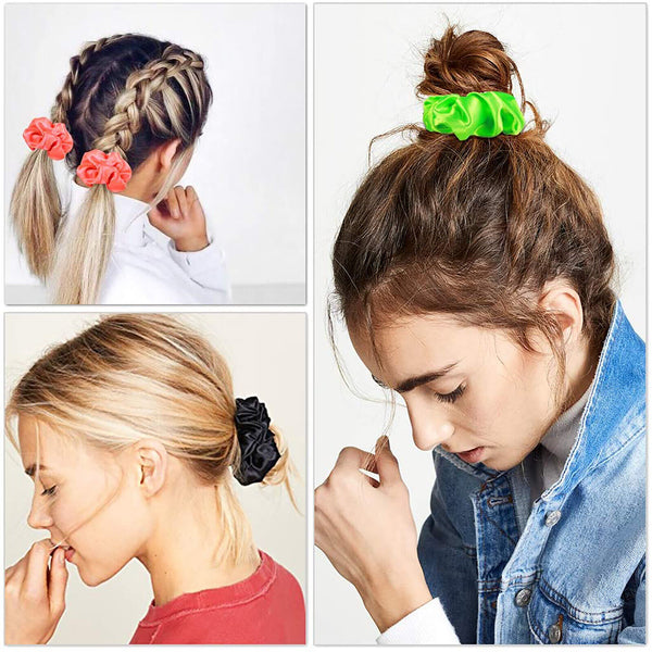 Silk Satin Elastic Hair Scarf Scrunchies Hair Bands Rope Tie Luxury Accessories