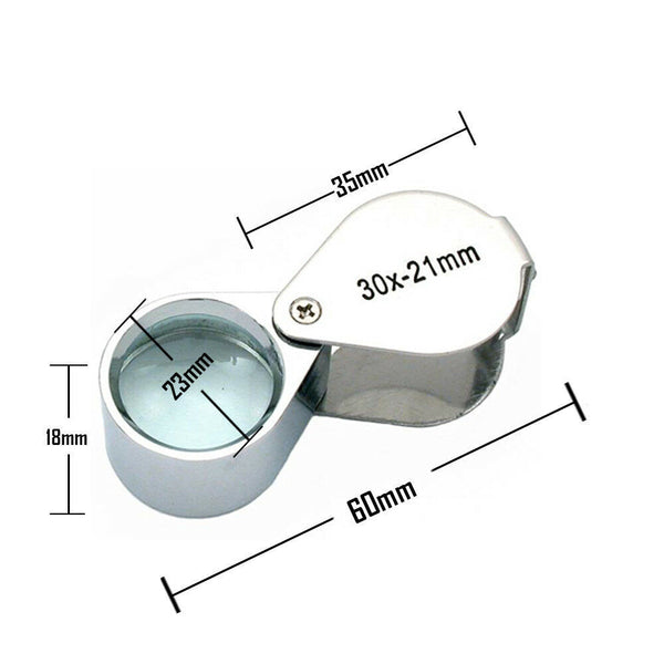 30X 21MM Magnifier Jeweler Eye Jewelry Loupe Loop Fodable Glass Magnifying
