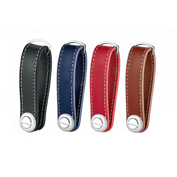 Men Leather Smart Key Holder Organizer Clip Compact Folder Keychain Brown Black