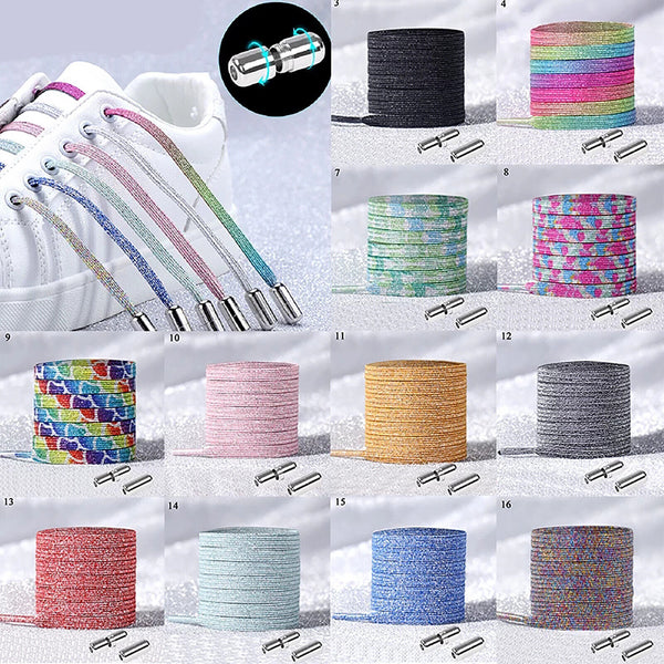 No Tie Locked Elastic Shoelace Shoe Lace Lazy Lace Sneakers Sport Kid Adult