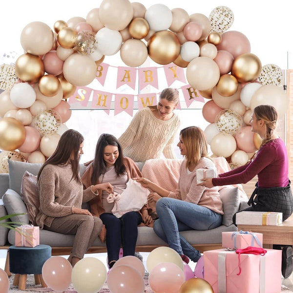 Blush Rosewood Gold Balloon Garland Arch Kit – Baby Shower & Party Decoration
