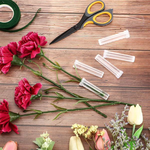 Up 200Pcs Plant Flower Tubes Plastic Nutrition Water Tube Vials Cap Decor 7CM AU