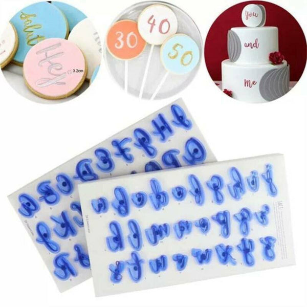 66PCS Alphabet Letter Number Fondant Cake Decorating Mold Embosser Mould Set - Lets Party