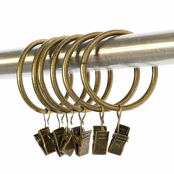 20x Multipurpose Window Curtain Clothes Metal Clips Rings Hook Hanging Dark Gold
