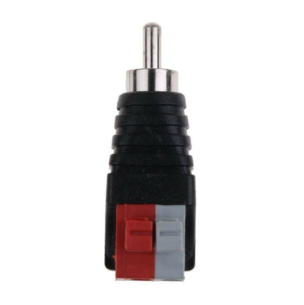 2Pcs Speaker Wire A/V Cable to Audio Male RCA Connector Adapter Jack Press Plug
