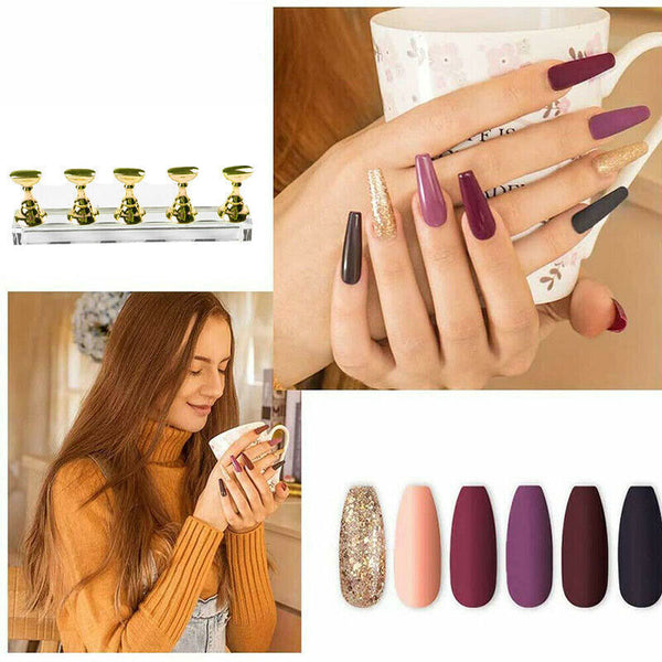 1 Set Acrylic Nail Art Practice Display Stand Magnetic Nail Art Tips Holders AU