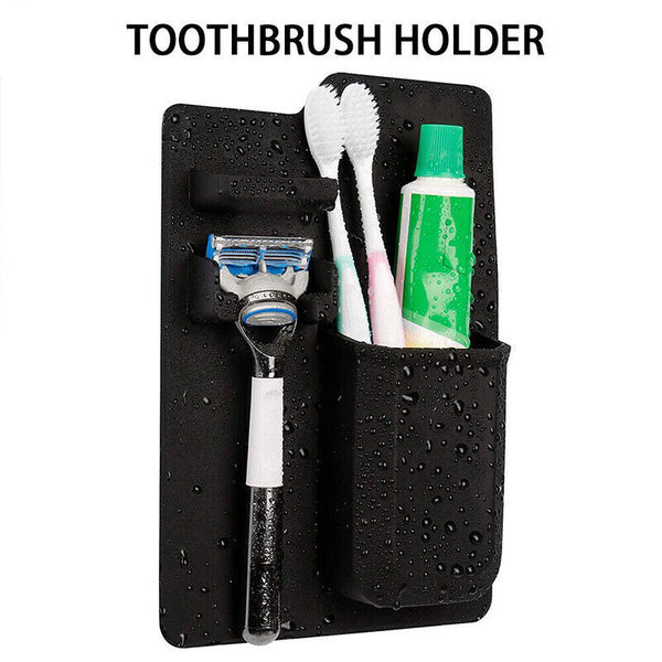 1PC Black Space Toothbrush Holder Shower Organizer Silicone Bathroom Storage Razor - Lets Party