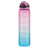 1L  Pink Blue Water Bottle Motivational Drink Flask With Time Markings BPA Free Sport Gym - Lets Party