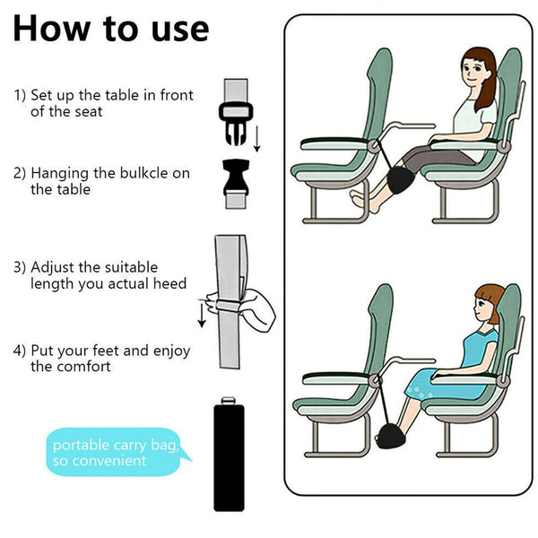 Footrest Portable Adjustable Travel Foot Rest Feet Hammock for AirPlane Rakis - Lets Party