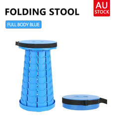 Blue Folding Stool Seat Portable Retractable Telescopic Camping Fishing Travel Chairs