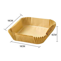 100pcs Brown Square 16cm Air Fryer Disposable Paper Liner Non-Stick Pan Parchment Baking Paper