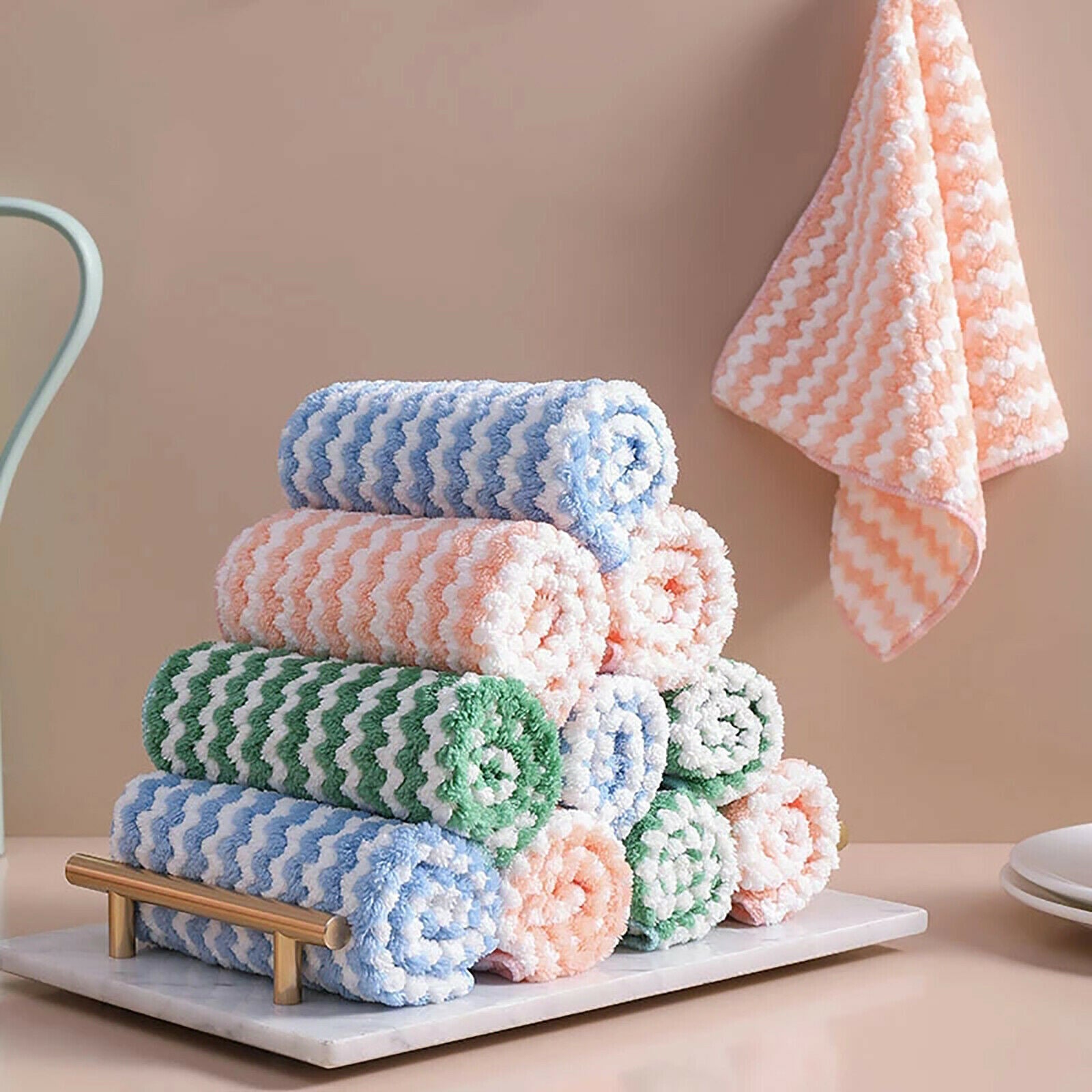 10x 25cm Microfibre Cloth Rag Bulk Car Kitchen Glass Cleaning Towel Washing - Lets Party