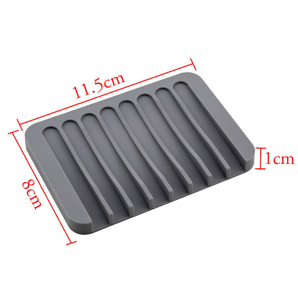 1/2 Silicone Soap Dish Storage Holder Soapbox Plate Tray Drain Box Tool Bathroom - Lets Party