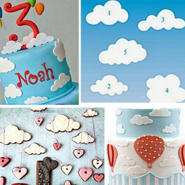 5 Pcs Clouds Cookie Cutters Baking Decorating Mold Fondant Biscuit Cutters Tool - Lets Party