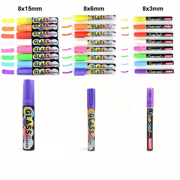 8pcs 3/6/15mm Liquid Chalk Marker Pens LED Writing Board Glass Art Pen Window AU