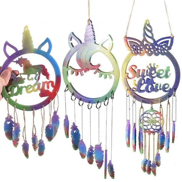 Silicone Unicorn Wind Chimes Resin Epoxy Mold Decor Dream Catcher Casting Mould