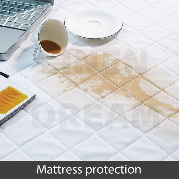 Aus Made Fitted Cotton Cover Quilted Mattress Protector Topper Underlay ALL SIZE - Lets Party