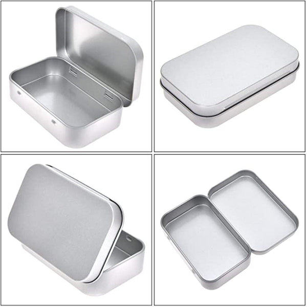 12PCS Container Blank Portable Small Storage Container Case Metal Hinged Tin Box