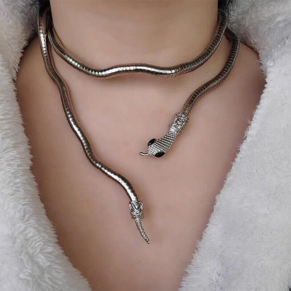 Adjustable Punk Snake Choker Necklace & Flexible Wrap Bracelet Collar Setllar AU