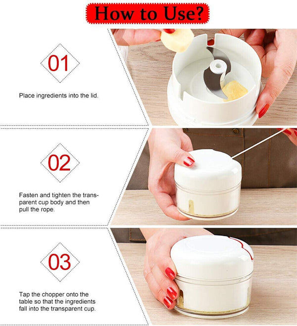 Meat Vegetable Cutter Food Chopper Mincer Onion Garlic Peeler Blender Crusher AU