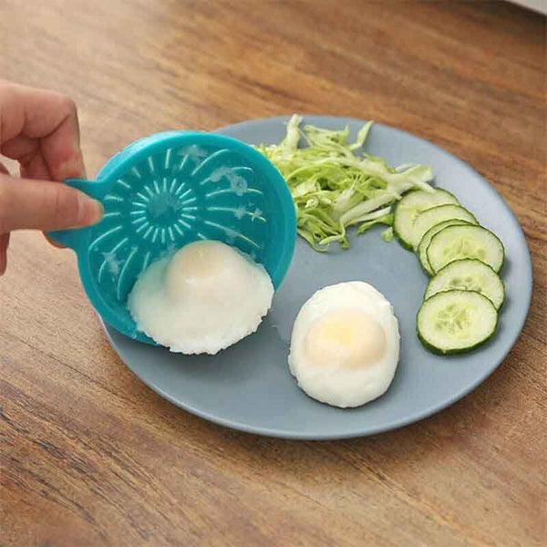 2x Draining Egg Boiler Set Edible Silicone Double Microwave Egg Poacher Cookware