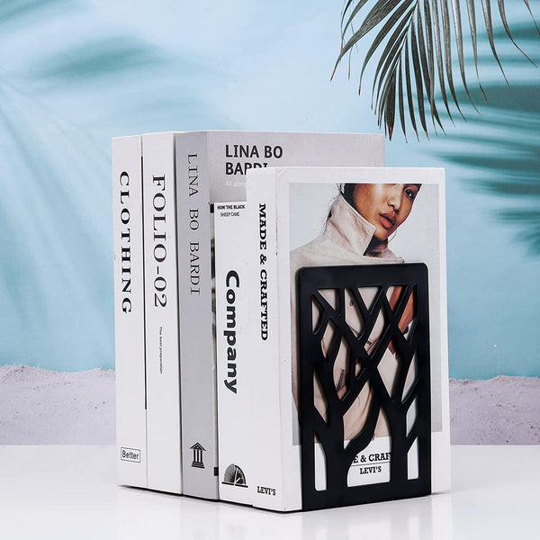 2PCS Heavy Duty Metal Bookends Decorative Book Ends Holder Stationery Bookends